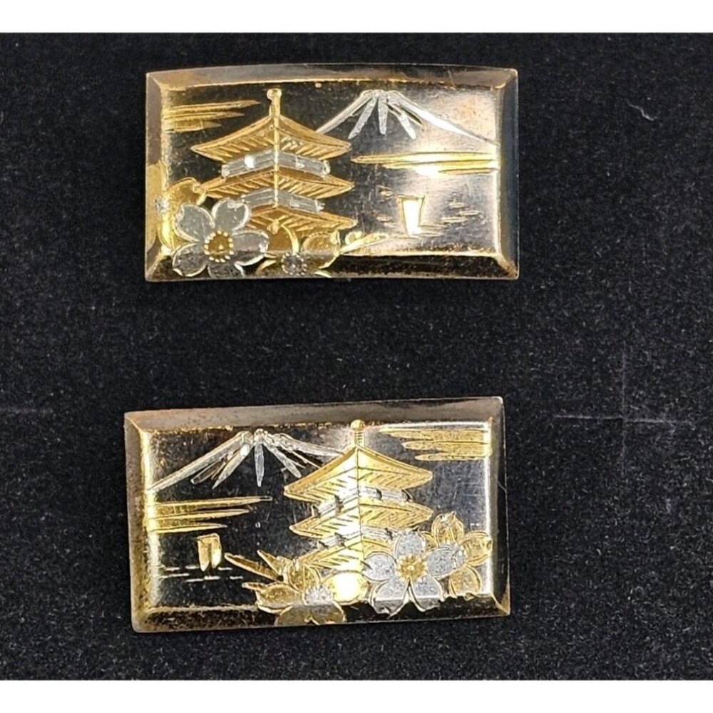 Japanese Damascene Sterling Silver Marked Cufflinks Stunning Collectors Set 10g